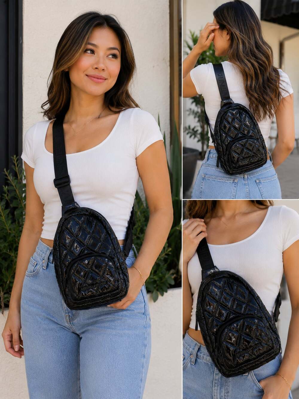 Kendall + Kylie Black Quilted Mini Sling Bag